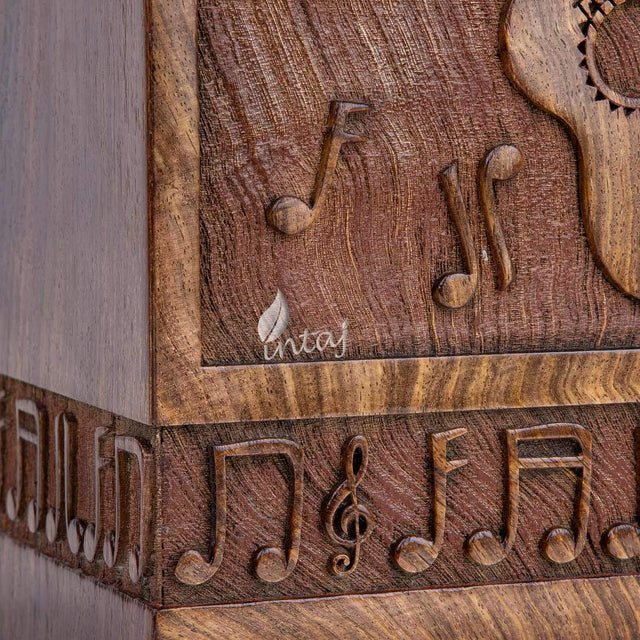 Handcarved Wooden Cremation Urn – Guitar Design Memorial Urn – Suitable for Adult Men & Women, Children & Pets – 250lbs Capacity