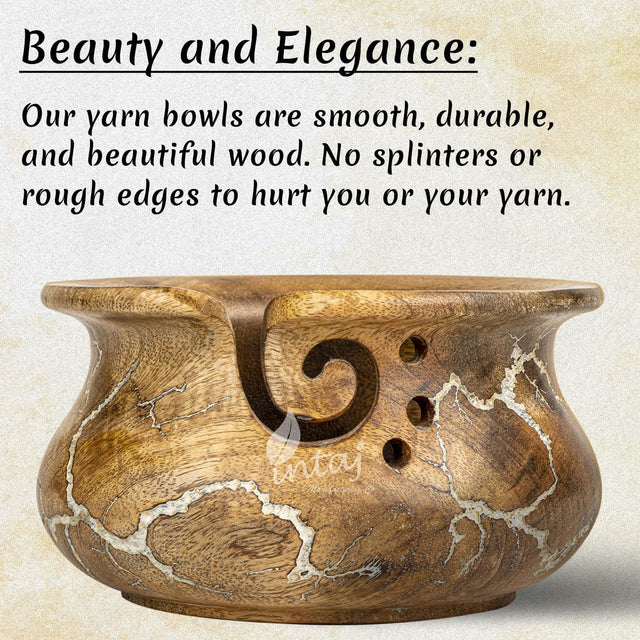 Handcrafted Wooden Yarn Bowl – Mango Wood, Ideal for Knitting & Crocheting – Perfect Gift for Yarn Lovers – X-Large (7" Dia x 4" H)