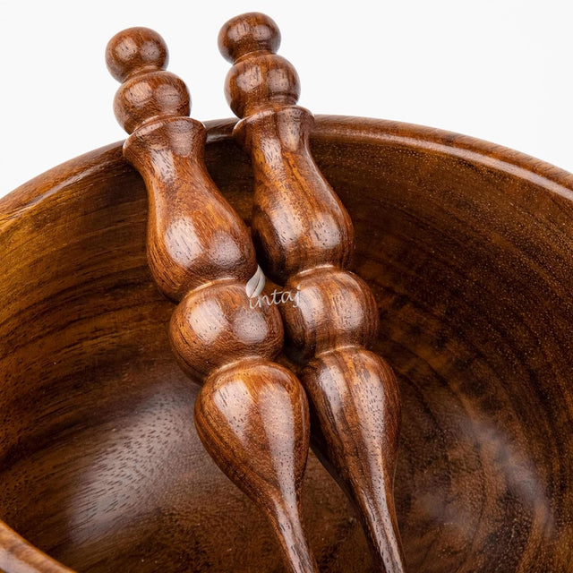 Handmade Wooden Crochet Hook - Rosewood Needle Crochet Hooks Set - Yarn Craft Knitting Needle for Chrocheting Lace Doilies Flower Projects (Set of 10 (7" L), Ergonomic Turned Rosewood)