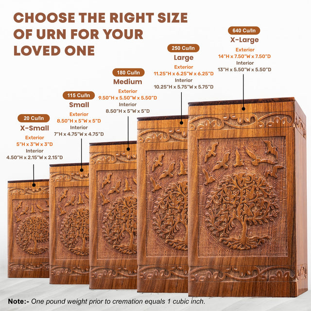 Tree of Life Wooden Urn – Suitable for Men, Women, Mom & Dad – 20lbs Capacity – Mini Rosewood Keepsake Cremation Urn