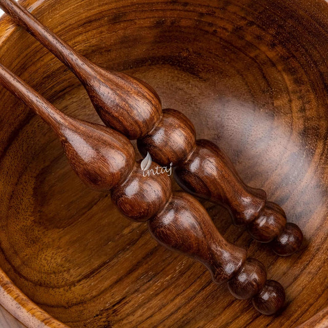 Handmade Wooden Crochet Hook - Rosewood Needle Crochet Hooks Set - Yarn Craft Knitting Needle for Chrocheting Lace Doilies Flower Projects (Set of 10 (7" L), Ergonomic Turned Rosewood)