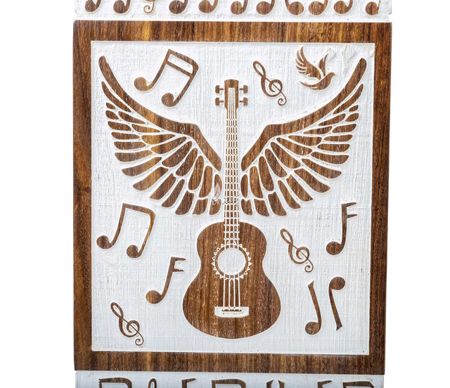 Handcrafted Wooden Cremation Urn – Guitar Wings of Angel – Suitable for Men, Women, Mom & Dad – 250lbs