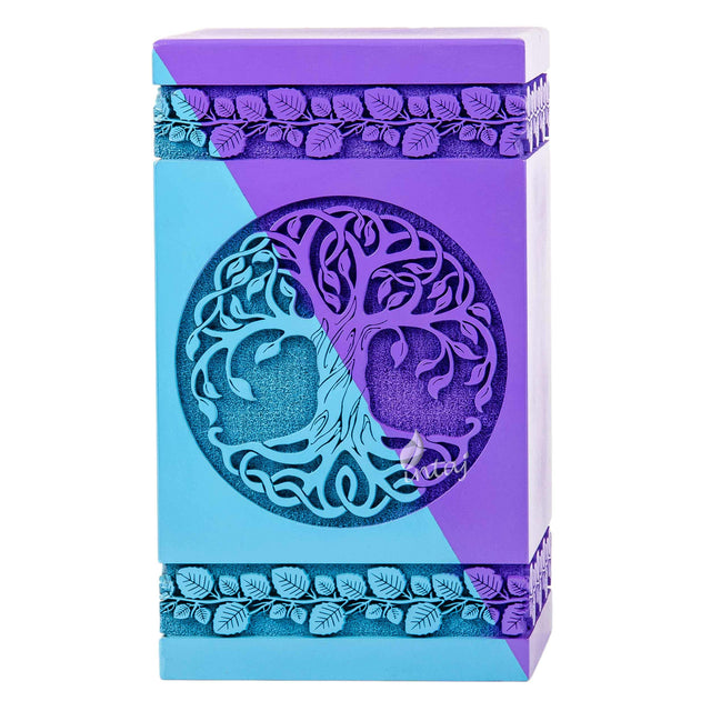 Hand-Carved Wooden Cremation Urn – Tree of Life – Suitable for Adult Male & Female – 250lbs