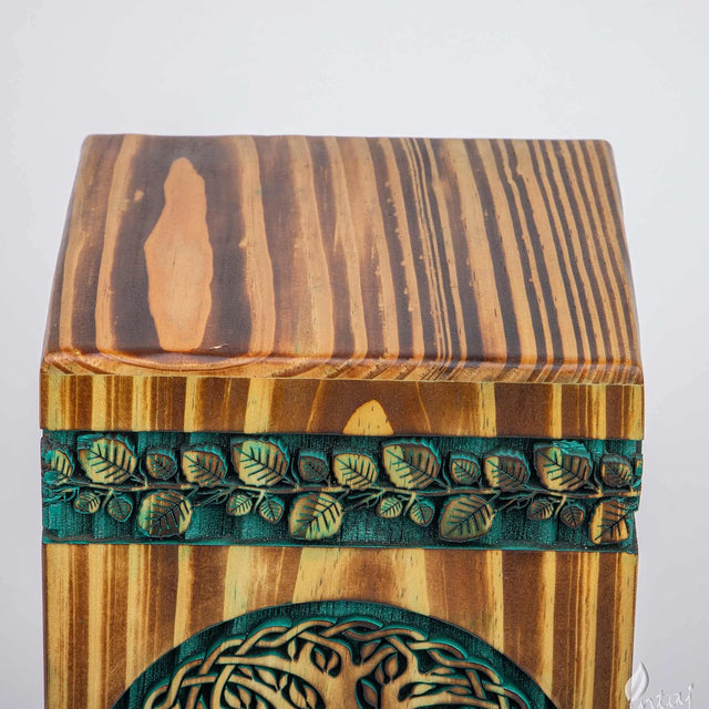 Handmade Rosewood Urn – Celtic Pine Tree of Life – Suitable for Adult & Dog Ashes – Large (11.25Hx6.25W, 250 Cu/in)