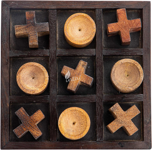 Tic Tac Toe Wooden Board Game Table Toy Player Room Decor Tables Family XOXO Decorative Pieces Adult Rustic Kids Play Travel Backyard Discovery Night Level Drinking Romantic Decorations