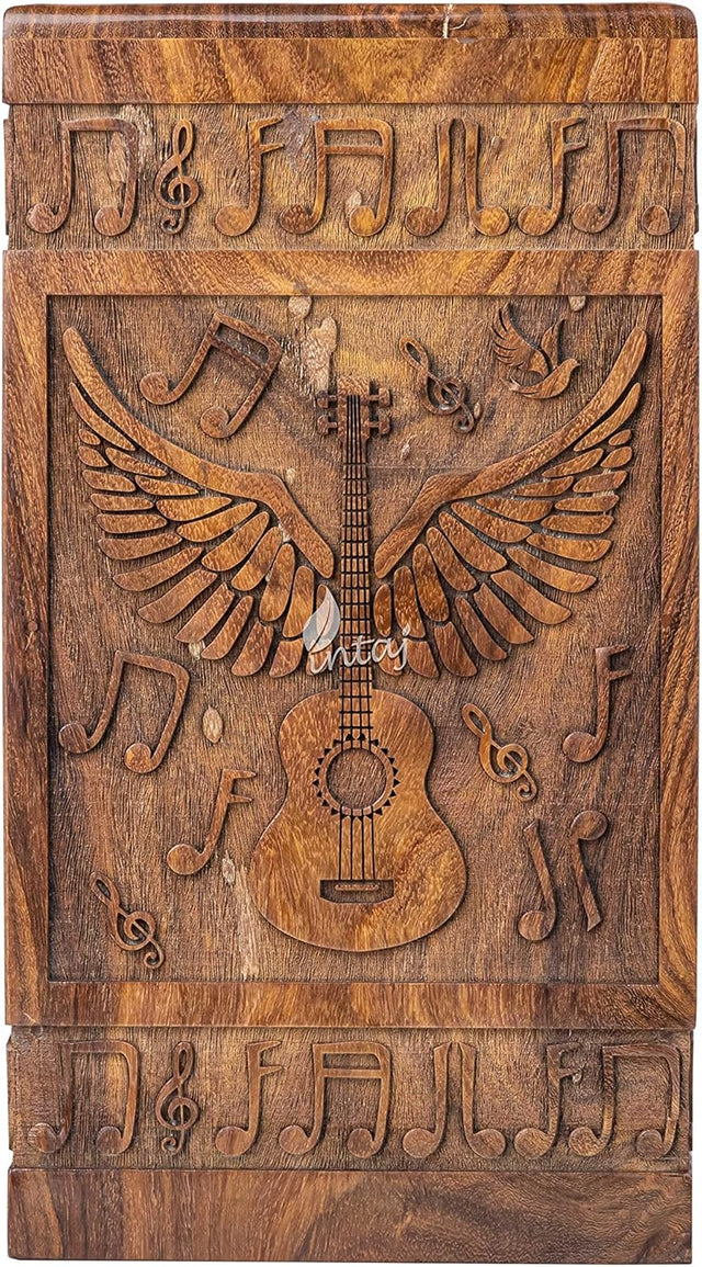 Handcarved Wooden Cremation Urn – Guitar Wings Design in Rosewood – Suitable for Adult Men & Women, Mom & Dad, Dogs & Cats – Set of 4 XS Urns for Ashes