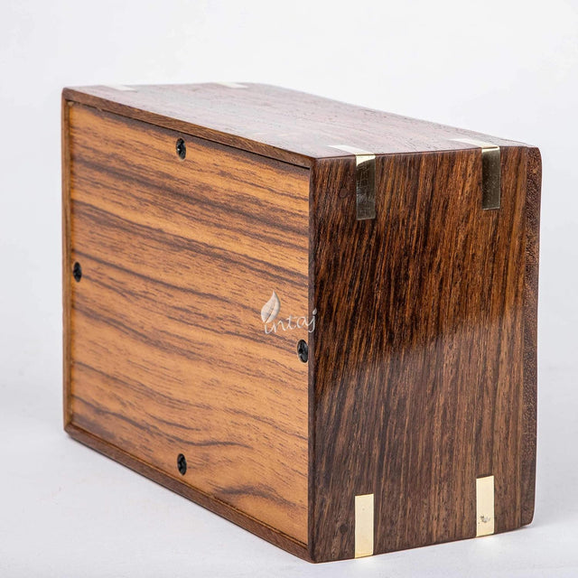 Handcarved Wooden Pet Cremation Urn – Two Paws Design – Suitable for Dogs & Cats – Memorial Keepsake Urn – M Size