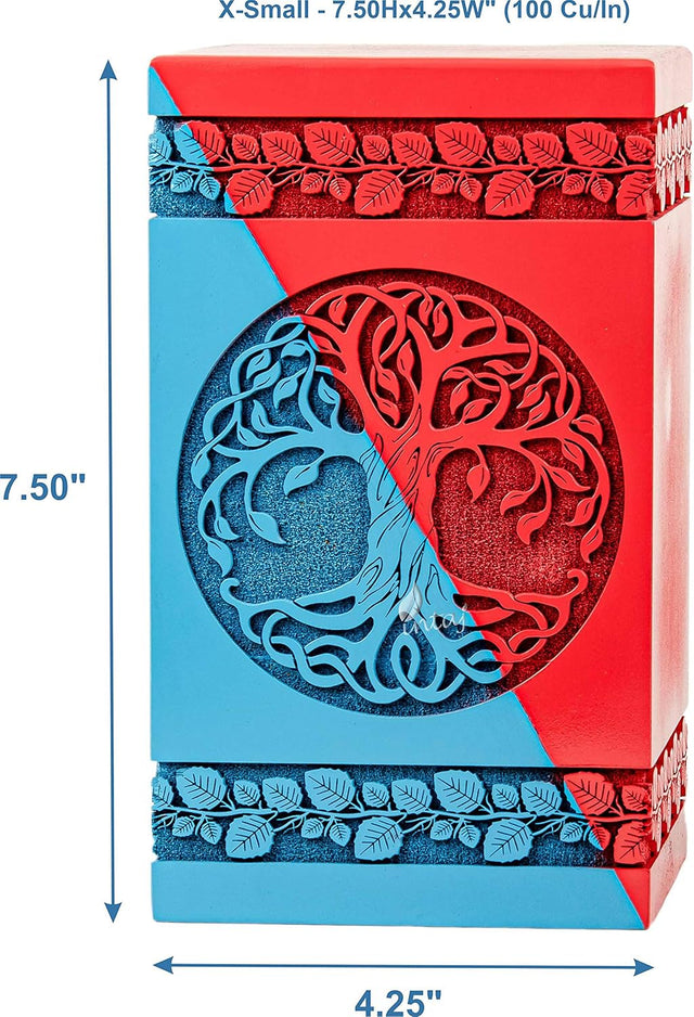 Handmade Rosewood Urn – Celtic Tree of Life – Suitable for Adults & Dogs – X-Small (7.5Hx4.25W, 100 Cu/in)