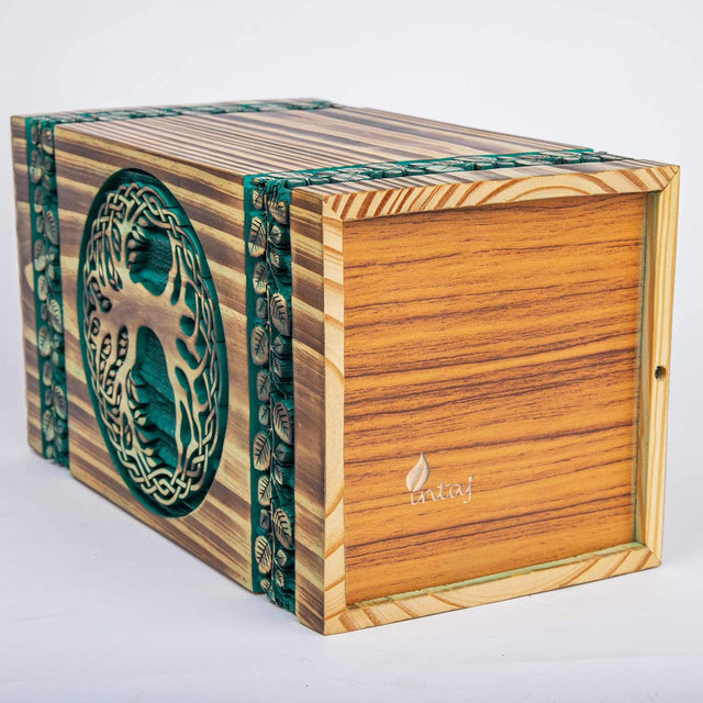 Handmade Rosewood Urn – Celtic Pine Tree of Life – Suitable for Adult & Dog Ashes – Keepsake (3.5Hx2W, 6.5 Cu/in)
