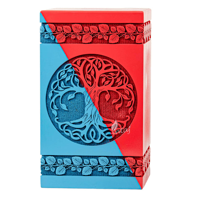 Hand-Carved Wooden Cremation Urn – Tree of Life – Suitable for Adult Male & Female – 250lbs