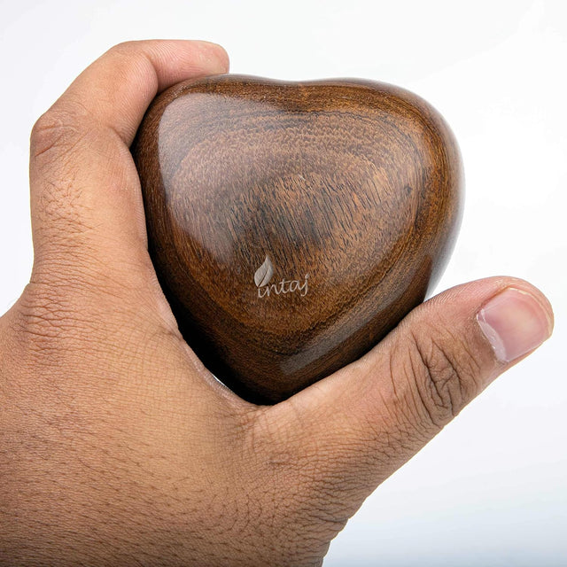 Handcarved Wooden Heart Cremation Urn – Hummingbird Design – Suitable for Dogs & Cats - 07 Cu/in Capacity