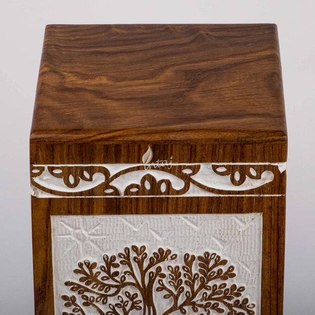 Handcarved Wooden Cremation Urn – Tree of Life – Suitable for Adults – 640lbs Capacity