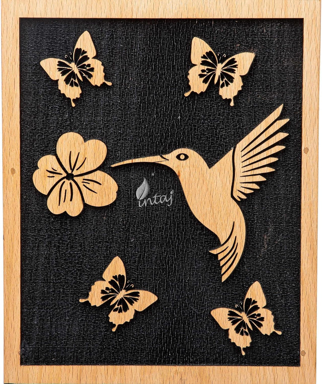 Handcarved Wooden Cremation Urn – Hummingbird Design in Beechwood – Suitable for Adult Men & Women – 180 Cu/in Capacity