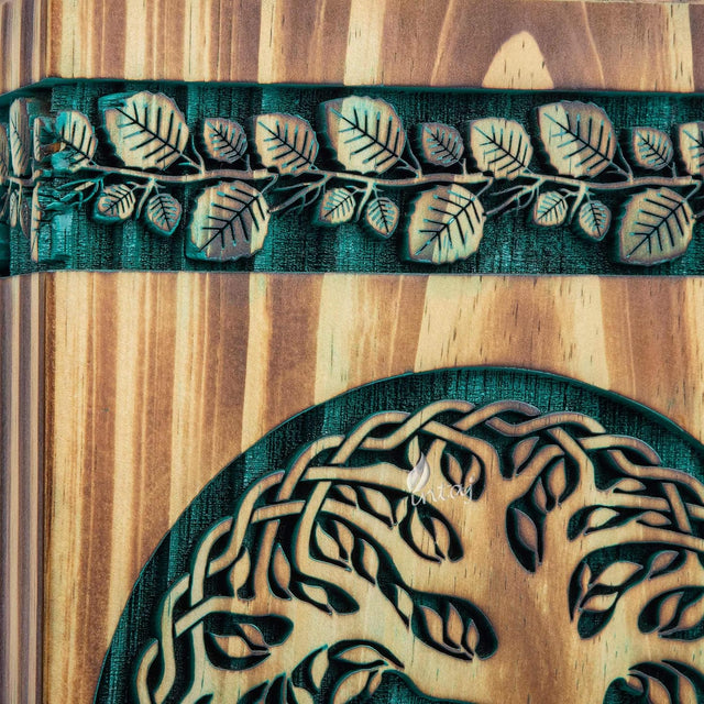 Handmade Rosewood Urn – Celtic Pine Tree of Life – Suitable for Adult & Dog Ashes – X-Small (7.5Hx4.25W, 100 Cu/in)