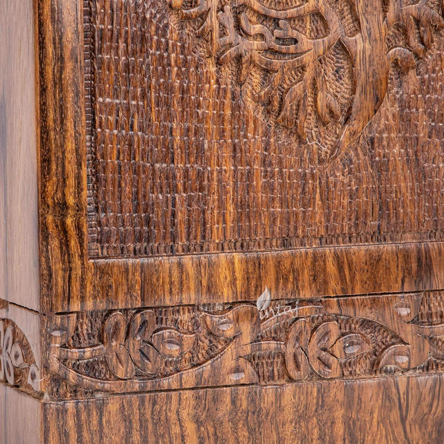 Handcarved Wooden Cremation Urn – Rosewood Heart Tree of Life Design – Suitable for Adult Men & Women, Mom & Dad – 250 Cu/in Capacity