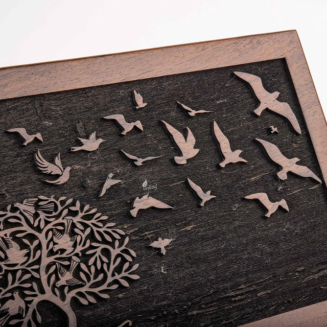 Handcarved Wooden Cremation Urn – Customised Tree of Life Birds Design – Suitable for Adult Men & Women, Mom & Dad – 185 Cu/in Capacity
