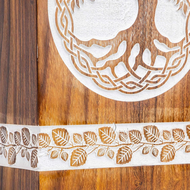 Handcarved Wooden Cremation Urn – Tree of Life Design – Suitable for Pet Dogs – 180 Cu/in Capacity