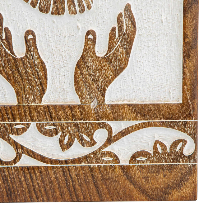 Handcarved Wooden Cremation Urn – Peaceful Bird Design in Daisy White – Suitable for Adult Men & Women, Mom & Dad, Pet Dogs – 115lbs Capacity