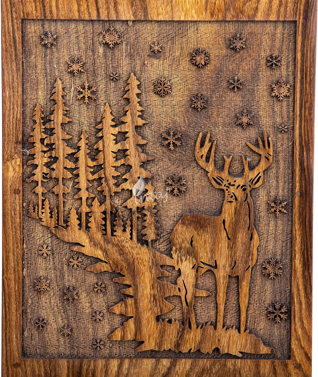 Handcarved Wooden Cremation Urn – Deer Carved Design in Custom Rosewood – Suitable for Adult Men & Women, Mom & Dad, and Pet Dogs – 20 Cu/in Capacity