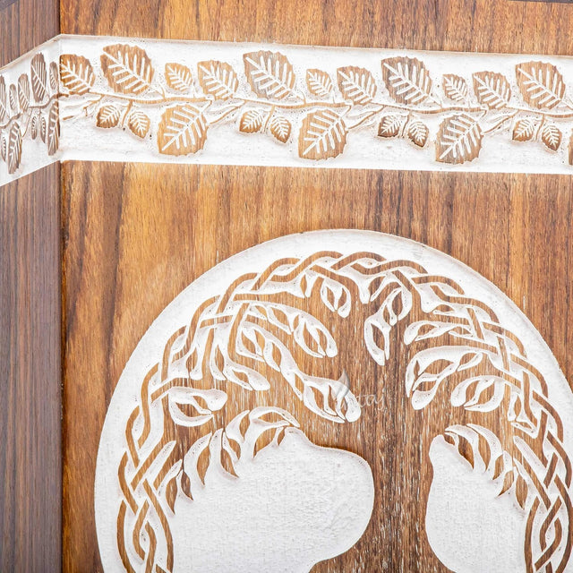 Handcarved Wooden Cremation Urn – Tree of Life Design – Suitable for Adult Men & Women, Pet Dogs – 250 Cu/in Capacity
