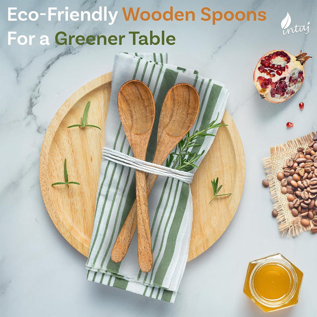 Handcrafted Wooden Spoons – 12-Piece Set, 5-Inch Honey Spoons for Tea and Coffee – Tiny Hardwood Spoons for Stirring – Eco-Friendly Bamboo Utensils Set