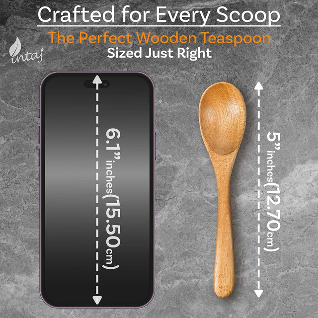 Handcrafted Wooden Spoons – 12-Piece Set, 5-Inch Honey Spoons for Tea and Coffee – Tiny Hardwood Spoons for Stirring – Eco-Friendly Bamboo Utensils Set