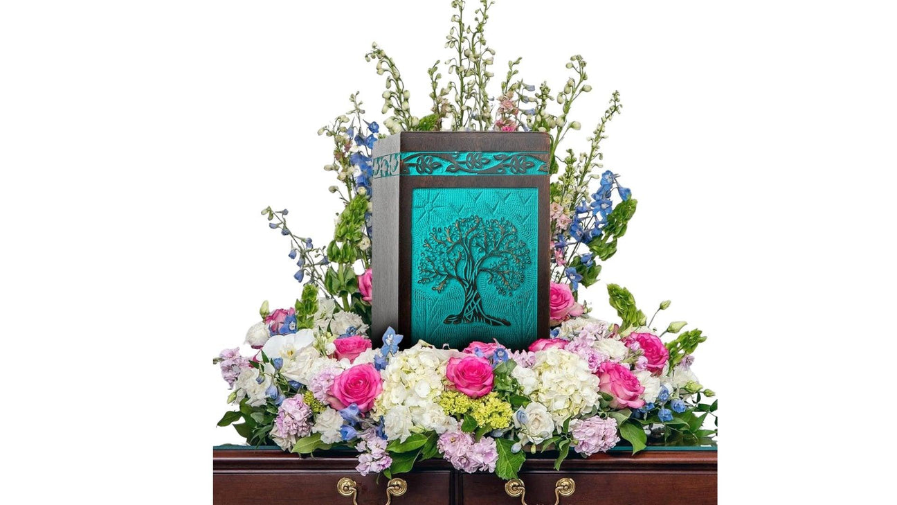 teal green urns