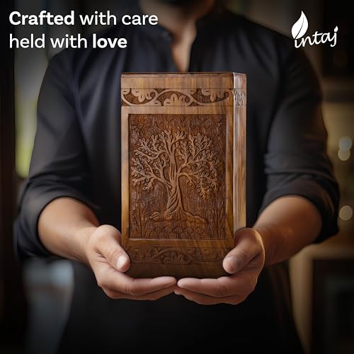 Handcarved Wooden Cremation Urn – Tree of Life – Suitable for Adult Men & Women – 250lbs