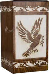 INTAJ Wooden Urn for Human Ashes, Rosewood Funeral Cremation Urn for Ashes - Burial Urn Box (Antique, Medium - 9.5Hx5.5W (118 Cu/in))