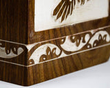 INTAJ Wooden Urn for Human Ashes, Rosewood Funeral Cremation Urn for Ashes - Burial Urn Box (Antique, Medium - 9.5Hx5.5W (118 Cu/in))