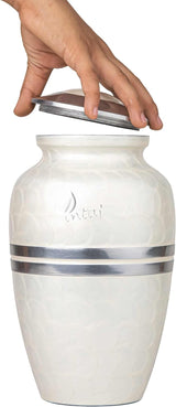 INTAJ Cremation Urn for Human Ashes Adult Male Female, Decorative Urns for Men Women, Large Burial Urn for Adult Ashes up to 250lbs (Adult upto 250lbs, Daisy White)