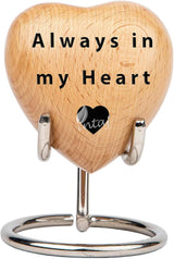 INTAJ Wooden Heart Urn for Human Ashes, Pet Ashes - Cremation Urn for Ashes, Humming Bird Funeral Urn for Dogs,Cats Hand-Crafted - Burial Urn Box (ADD ENGRAVING, L (5") 14Cu/in)
