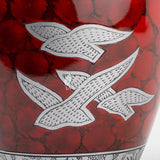 Handcrafted Silver Cremation Urn – Royal Wings Red Design – Suitable for Adult Men & Women, Mom & Dad