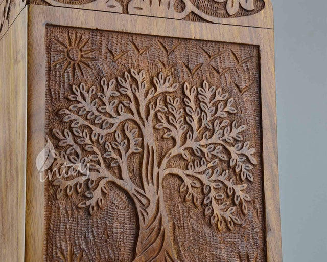 INTAJ Cremation Urns for Human Ashes Adult Male Female Wooden Tree of Life Urns Box and Casket for Ashes Men Women Child Pets Cat Dog Urn Burial Funeral Memorial Urns for Ashes Holds 250 Cubic Inch