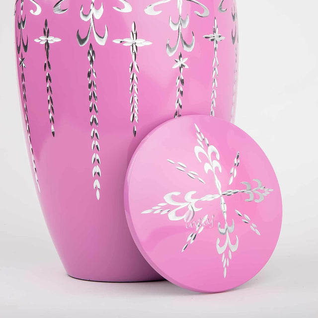 Handcrafted Diamond Cut Cremation Urn – Blush Flamingo Finish – Suitable for Adult Men & Women – 200lbs Capacity