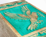 Handcarved Wooden Cremation Urn – Teal Green Rosewood Design – Suitable for Adult Men & Women, Mom & Dad – 118 Cu/in Capacity
