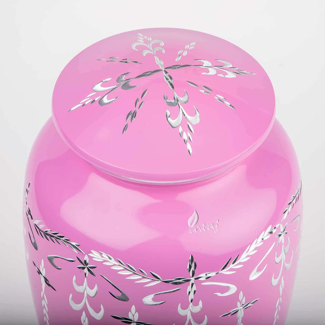 Handcrafted Diamond Cut Cremation Urn – Blush Flamingo Finish – Suitable for Adult Men & Women – 200lbs Capacity
