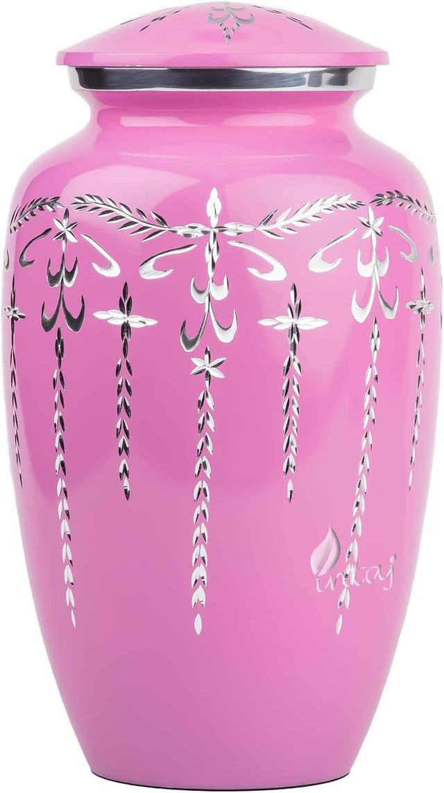 Handcrafted Diamond Cut Cremation Urn – Blush Flamingo Finish – Suitable for Adult Men & Women – 200lbs Capacity