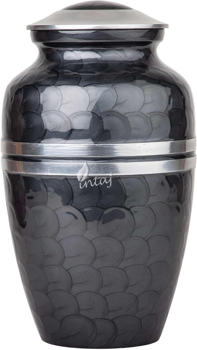 INTAJ Cremation Urn for Human Ashes Adult Male Female, Decorative Urns for Men Women, Large Burial Urn for Adult Ashes up to 250lbs (Adult upto 250lbs, Pitch Black)