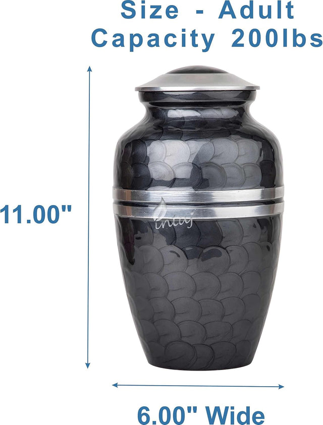 INTAJ Cremation Urn for Human Ashes Adult Male Female, Decorative Urns for Men Women, Large Burial Urn for Adult Ashes up to 250lbs (Adult upto 250lbs, Pitch Black)