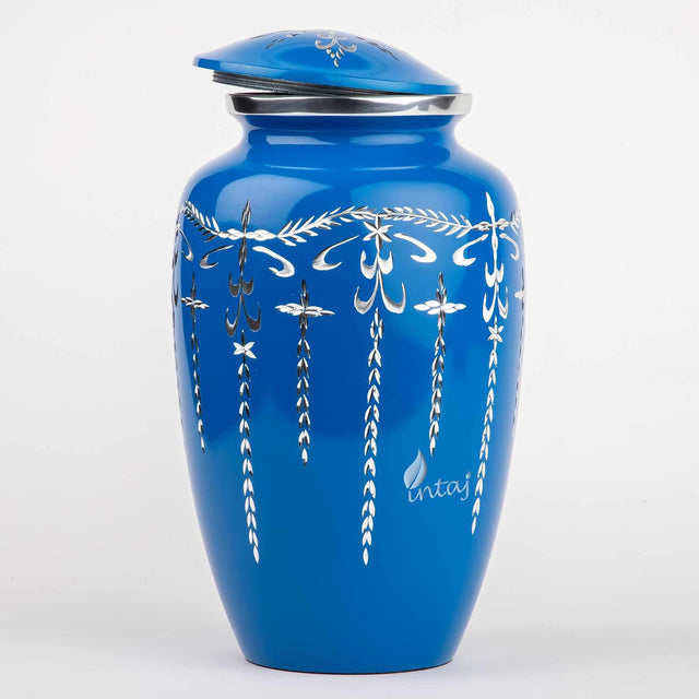Handcrafted Diamond Cut Cremation Urn – Cobalt Finish – Suitable for Adult Men & Women – 200lbs Capacity