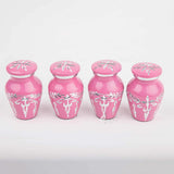 Handcrafted Diamond Cut Cremation Urns – Blush Flamingo Finish Design – Suitable for Adult Men & Women, Mom & Dad –  Set of 4 Keepsake Urns