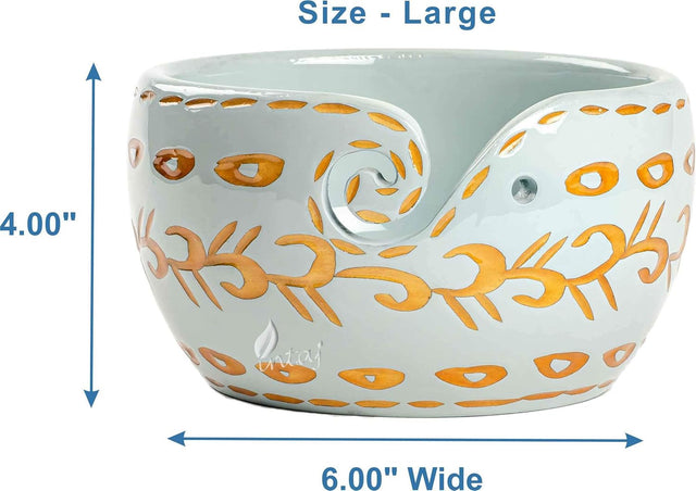 Handcrafted Wooden Yarn Bowl – Rosewood Design – Suitable for Knitting & Crocheting, Ideal for Gifts – Large Size (X-Large 7x4), Beige