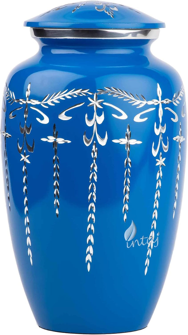 Handcrafted Diamond Cut Cremation Urn – Cobalt Finish – Suitable for Adult Men & Women – 200lbs Capacity