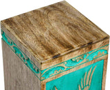 Handcarved Wooden Cremation Urn – Teal Green Rosewood Design – Suitable for Adult Men & Women, Mom & Dad – 118 Cu/in Capacity
