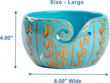 Handmade Large Wooden Yarn Bowl for Knitting Crochet Perfect Yarn Holder Rosewood Bowl for Mothers Day Christmas Gift (Large - 6x4, Sky Blue)