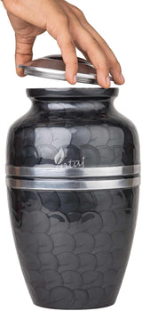 INTAJ Cremation Urn for Human Ashes Adult Male Female, Decorative Urns for Men Women, Large Burial Urn for Adult Ashes up to 250lbs (Adult upto 250lbs, Pitch Black)