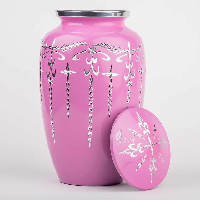 Handcrafted Diamond Cut Cremation Urn – Blush Flamingo Finish – Suitable for Adult Men & Women – 200lbs Capacity
