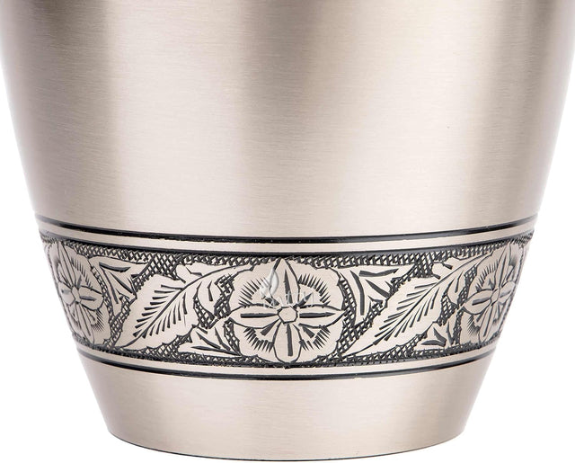 INTAJ Brass Cremation Urn for Human Ashes Adult Urn - Decorative Urns for Ashes Handcrafted, Large Burial Urn for Adult Ashes up to 250lbs (Adult 200-250lbs, Pewter)