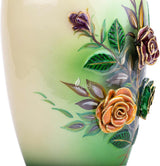 Handcrafted Floral Cremation Urn – Olive Green Rose Design – Suitable for Adult Men & Women